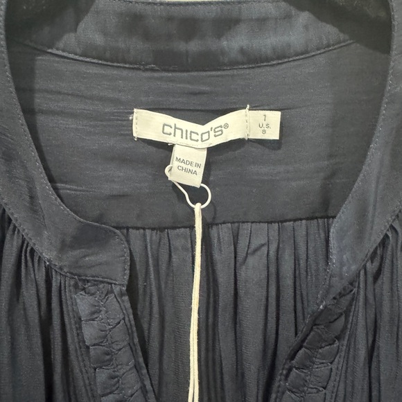 Chico’s Navy Braided Trim Blouse NWT Size 1 Small - Picture 3 of 10